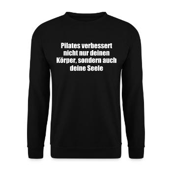 Pilates - Pilates verbessert nicht nur deinen - Unisex Pullover - Schwarz - Vorne - Alina (178cm) & Michal (187cm)