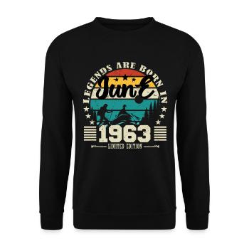 June 1963. Birthday gift June 1963. June. - Unisex Sweatshirt - black - Front - Alina (178cm) & Michal (187cm)