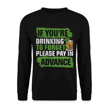 Please Pay In Advance Lustiges Bartender - Unisex Pullover - Schwarz - Vorne - Alina (178cm) & Michal (187cm)