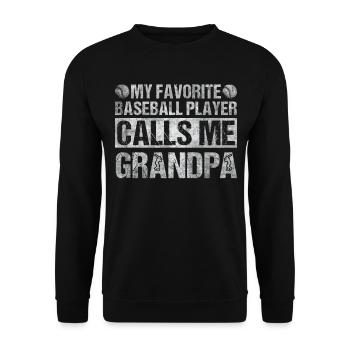 Mon joueur de baseball préféré m’appelle grand-père - Sweat-shirt Unisexe - noir - Devant - Alina (178cm) & Michal (187cm)