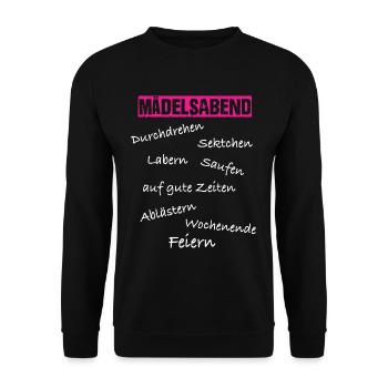 Mädelsabend Jga - Unisex Pullover - Schwarz - Vorne - Alina (178cm) & Michal (187cm)
