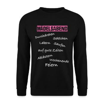 Mädelsabend Jga - Unisex Pullover - Schwarz - Vorne - Alina (178cm) & Michal (187cm)