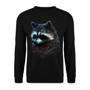 Waschbär Tiermotiv Geschenk Tier Wald Lustig - Unisex Pullover - Schwarz - Vorne - Alina (178cm) & Michal (187cm)