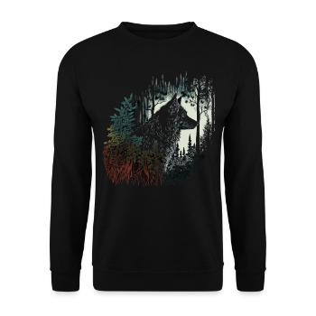 Wolf Animal Art Gift Animal Motif - Unisex Sweatshirt - black - Front - Alina (178cm) & Michal (187cm)