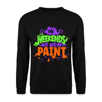 Am Sonntag Tragen Wir Farbe Weekend Team Sports - Unisex Pullover - Schwarz - Vorne - Alina (178cm) & Michal (187cm)