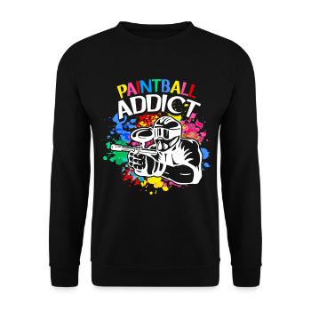 Paintball Addict Bunte Farbe Teamsport Paintball - Unisex Pullover - Schwarz - Vorne - Alina (178cm) & Michal (187cm)