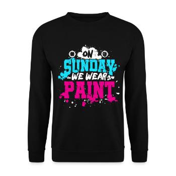 Am Sonntag Tragen Wir Farbe Weekend Team Sports - Unisex Pullover - Schwarz - Vorne - Alina (178cm) & Michal (187cm)