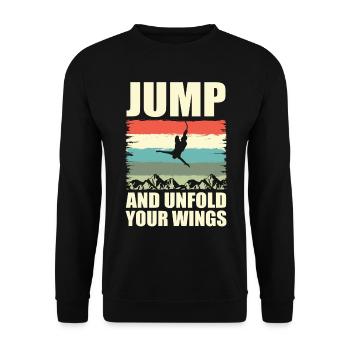Springe Und Entfalte Deine Flügel Bungee-jumping - Unisex Pullover - Schwarz - Vorne - Alina (178cm) & Michal (187cm)