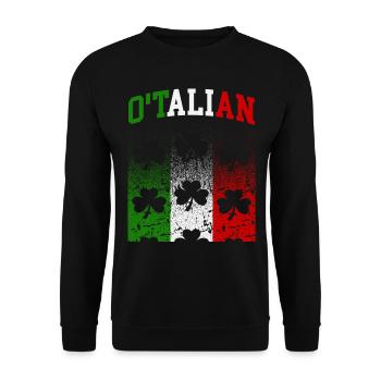 O'talian St. Patrick Italian Pride Italy Flag - Unisex Sweatshirt - black - Front - Alina (178cm) & Michal (187cm)