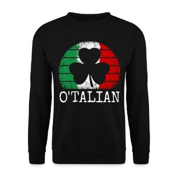 O'talian St. Patrick Italian Pride Italy Flag - Unisex Sweatshirt - black - Front - Alina (178cm) & Michal (187cm)