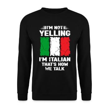Je ne crie pas, je suis italien, c’est comme ça qu’on parle - Sweat-shirt Unisexe - noir - Devant - Alina (178cm) & Michal (187cm)