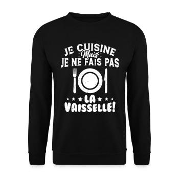 Je Cuisine Mais Je Ne Fais Pas La Vaisselle Humour - Sweat-shirt Unisexe - noir - Devant - Alina (178cm) & Michal (187cm)