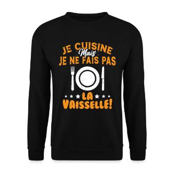 Je Cuisine Mais Je Ne Fais Pas La Vaisselle Humour - Sweat-shirt Unisexe - noir - Devant - Alina (178cm) & Michal (187cm)