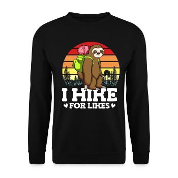 I Hike For Likes Wildlife Sloth Hiker Backpacker - Unisex Sweatshirt - black - Front - Alina (178cm) & Michal (187cm)