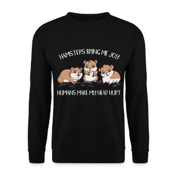 Haustier Nagetier Hamsterliebhaber - Unisex Pullover - Schwarz - Vorne - Alina (178cm) & Michal (187cm)