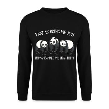 Les pandas me rendent heureux - Sweat-shirt Unisexe - noir - Devant - Alina (178cm) & Michal (187cm)