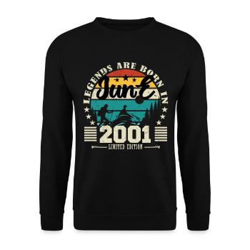 Juin 2001. Cadeau d'anniversaire juin 2001. June. - Sweat-shirt Unisexe - noir - Devant - Alina (178cm) & Michal (187cm)