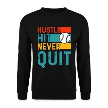 Hustle Hit Never Quit Baseball - Sweat-shirt Unisexe - noir - Devant - Alina (178cm) & Michal (187cm)