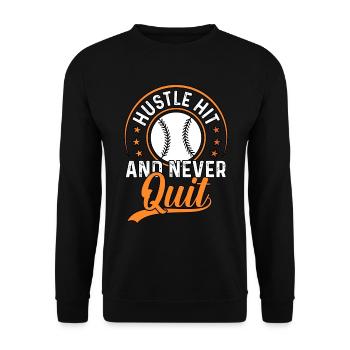 Hustle Hit And Never Quit Baseball - Unisex Sweatshirt - black - Front - Alina (178cm) & Michal (187cm)