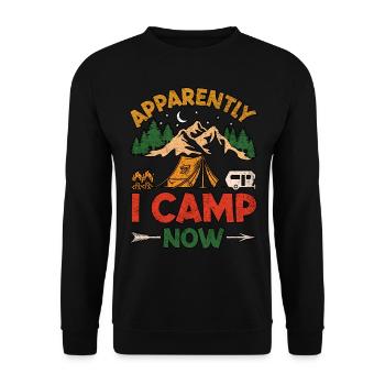 Apparently I Camp Now Camping - Unisex Sweatshirt - black - Front - Alina (178cm) & Michal (187cm)