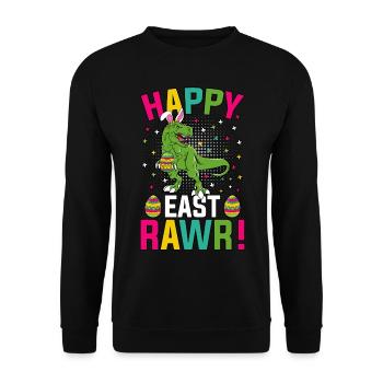 Happy East Rawr Easter T-Rex - Unisex Sweatshirt - black - Front - Alina (178cm) & Michal (187cm)