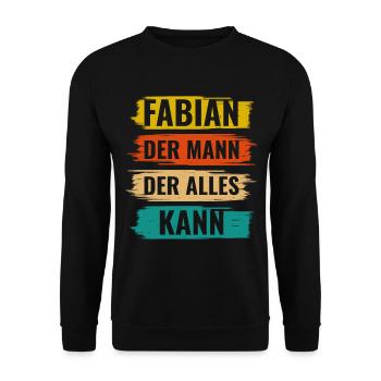 Fabian Der Mann Der Alles Kann Vorname Fabian - Unisex Pullover - Schwarz - Vorne - Alina (178cm) & Michal (187cm)