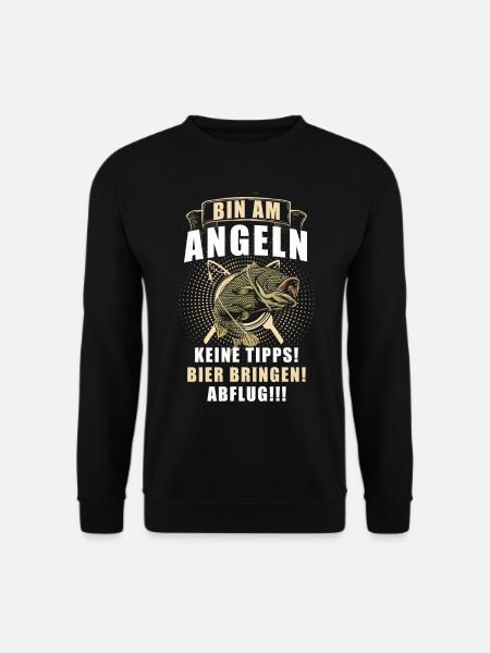 Angeln Tshirt Mann Fischer Rute Fischfang Fishing - Unisex Pullover - Schwarz