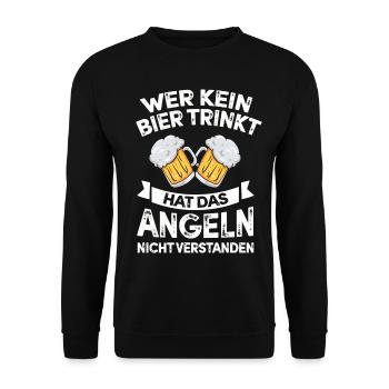 Angeln Geschenk Fischer Angler Petri Heil Rute - Unisex Pullover - Schwarz - Vorne - Alina (178cm) & Michal (187cm)