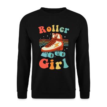 Inline Skate Gift Rollskates Roller 70s - Unisex Sweatshirt - black - Front - Alina (178cm) & Michal (187cm)