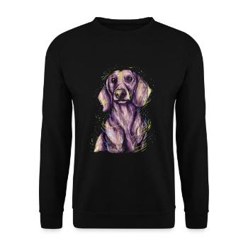 Dachshund Geschenk Dixie Wiener Doxie Dackel - Unisex Pullover - Schwarz - Vorne - Alina (178cm) & Michal (187cm)