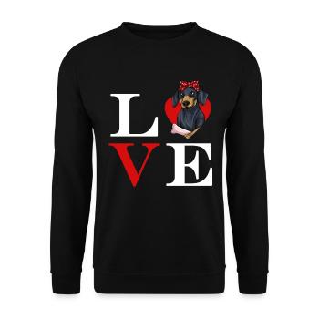 Teckel Cadeau Dixie Viennese Doxie Teckel - Sweat-shirt Unisexe - noir - Devant - Alina (178cm) & Michal (187cm)