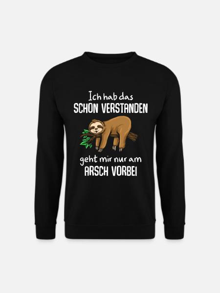 Faultier Tshirt Damen Herren Faul Müde Bürohumor - Unisex Pullover - Schwarz