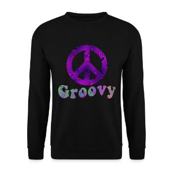 Hippie Geschenk Acidhead Flowerpower Hippi Hippy - Unisex Pullover - Schwarz - Vorne - Alina (178cm) & Michal (187cm)