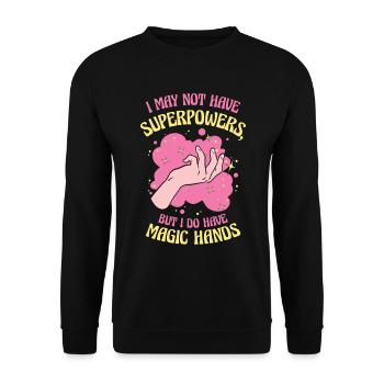 Massothérapeute, thérapeute, massothérapeute agréé - Sweat-shirt Unisexe - noir - Devant - Alina (178cm) & Michal (187cm)