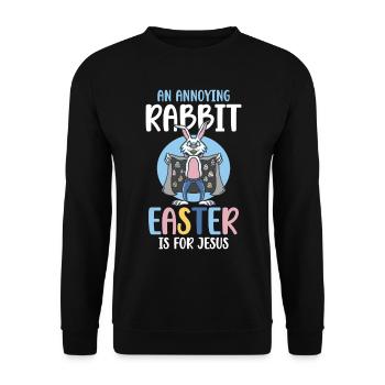 An annoying rabbit Easter is for Jesus - Unisex Sweatshirt - black - Front - Alina (178cm) & Michal (187cm)