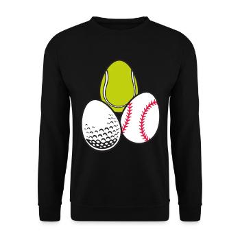 Sport Osterei Tennis Sportlich Baseball Spiel - Unisex Pullover - Schwarz - Vorne - Alina (178cm) & Michal (187cm)