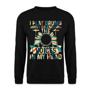 Je joue de la batterie pour faire taire les voix dans ma tête Tambour - Sweat-shirt Unisexe - noir - Devant - Alina (178cm) & Michal (187cm)
