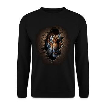 Tiger Geschenk Zoo Tier Tierliebhaber Motiv Kopf - Unisex Pullover - Schwarz - Vorne - Alina (178cm) & Michal (187cm)