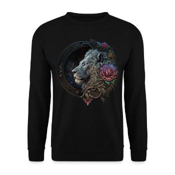 Lion Motif Lion Animal Lovers Art Animaux Colorés - Sweat-shirt Unisexe - noir - Devant - Alina (178cm) & Michal (187cm)