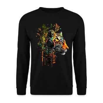 Motif Tigre Zoo Animaux Art Tête de Tigre Motif - Sweat-shirt Unisexe - noir - Devant - Alina (178cm) & Michal (187cm)