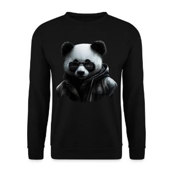Panda Kunst Tierliebhaber Pandabär Bär Motiv - Unisex Pullover - Schwarz - Vorne - Alina (178cm) & Michal (187cm)