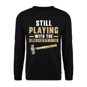 Toujours en train de jouer avec le marteau Hausabbr - Sweat-shirt Unisexe - noir - Devant - Alina (178cm) & Michal (187cm)