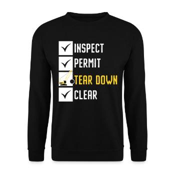 Inspect Permit Tear Down Clear House Demolition - Unisex Pullover - Schwarz - Vorne - Alina (178cm) & Michal (187cm)