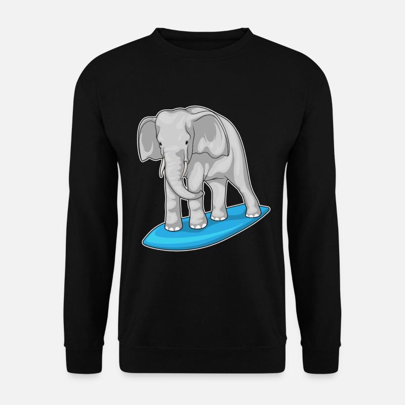 Elephant Surfer Surfboard - Unisex Sweatshirt - black