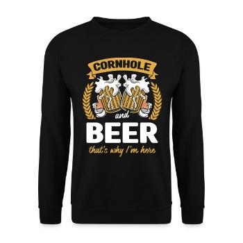 Cornhole And Beer Deshalb Bin Ich Hier Sitzsack - Unisex Pullover - Schwarz - Vorne - Alina (178cm) & Michal (187cm)