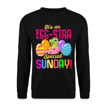 Easter T-rex Dinosaur Rabbit Easter Holiday - Unisex Sweatshirt - black - Front - Alina (178cm) & Michal (187cm)