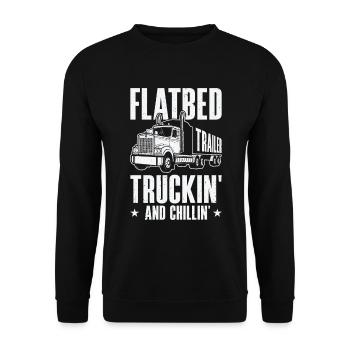 Pritschenwagenfahrer Lkw-Fahrer - Unisex Pullover - Schwarz - Vorne - Alina (178cm) & Michal (187cm)