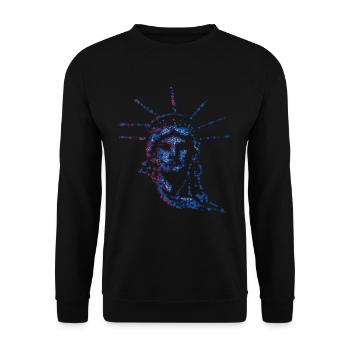 Freiheitsstatue 4. Juli Amerikanische US Flagge - Unisex Pullover - Schwarz - Vorne - Alina (178cm) & Michal (187cm)