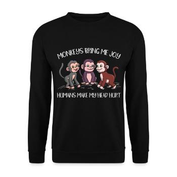 Animal Monkey Wildlife Monkey Whisperer - Unisex Sweatshirt - black - Front - Alina (178cm) & Michal (187cm)