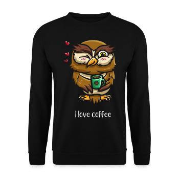 Animal Wildlife Caffeine Drinker Owl - Unisex Sweatshirt - black - Front - Alina (178cm) & Michal (187cm)